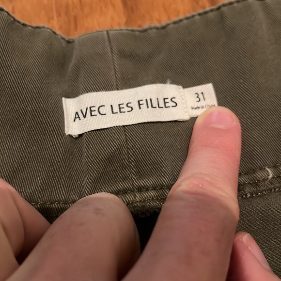AVEC LES FILLES Anthro Revolve Olive Green Paperbag High Waist Ankle Pants 31 - Picture 5 of 11